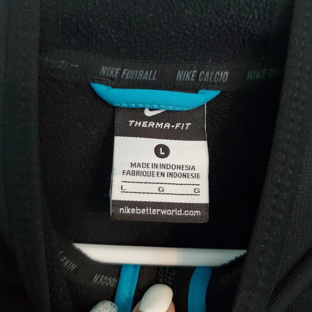 Set of two, Nike, like new youth large, black and Panther blue zip up hoodies
